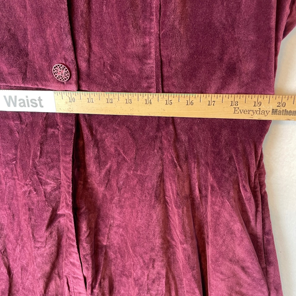 April Cornell Womens XL Purple Cotton Velvet Midi Dress Floral Collar Filigree - Picture 5 of 7